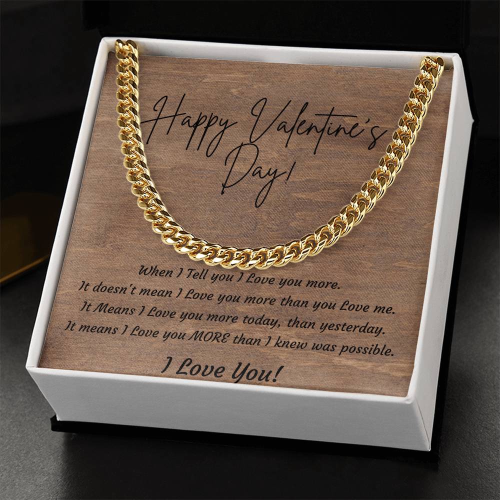 Valentines Day Cuban Link Necklace for Husband, Boyfriend