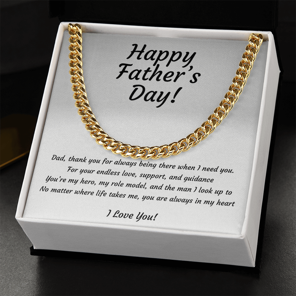 Cuban Link Chain Necklace for Dad | Hero & Role Model Father's Day Gift