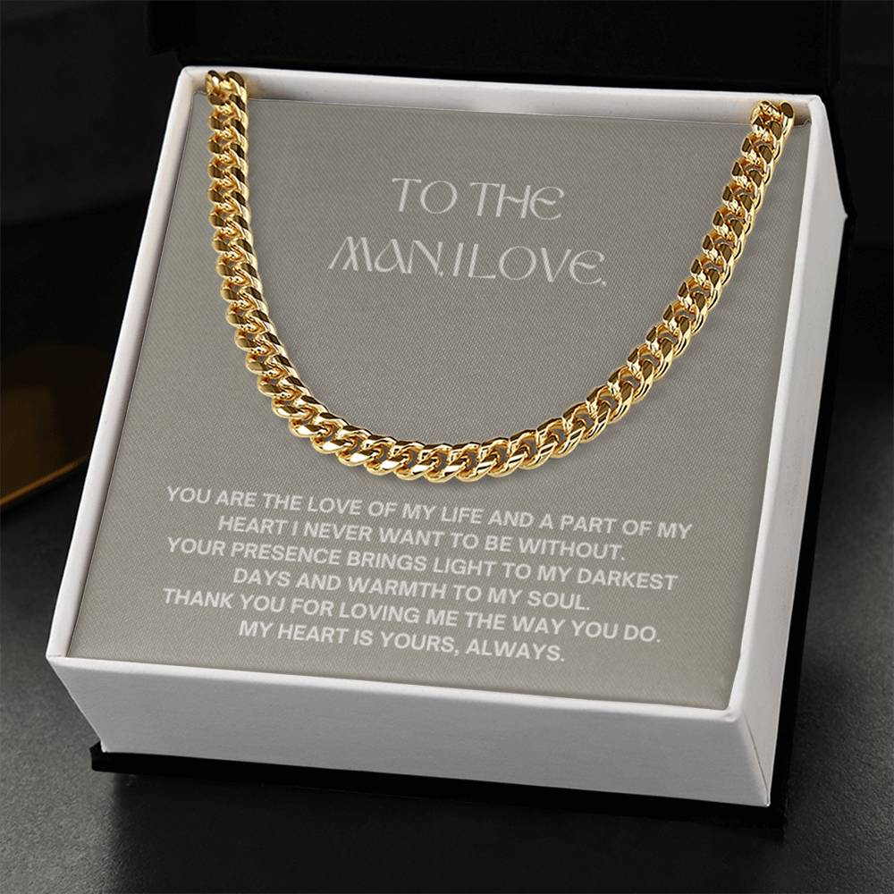 Anniversary Cuban Link Necklace for Him | The Man I Love Gift