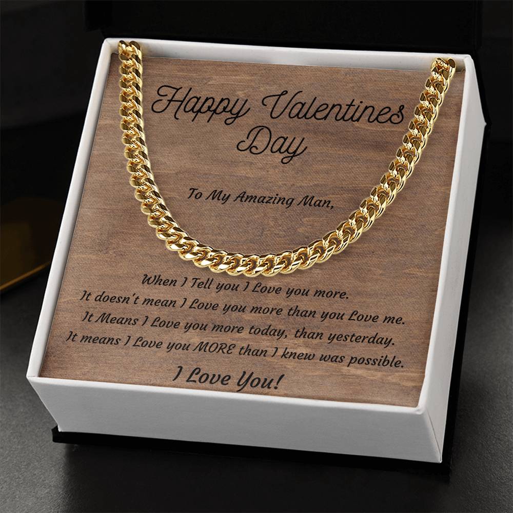 Valentines Day Cuban Link Necklace for Boyfriend, Husband