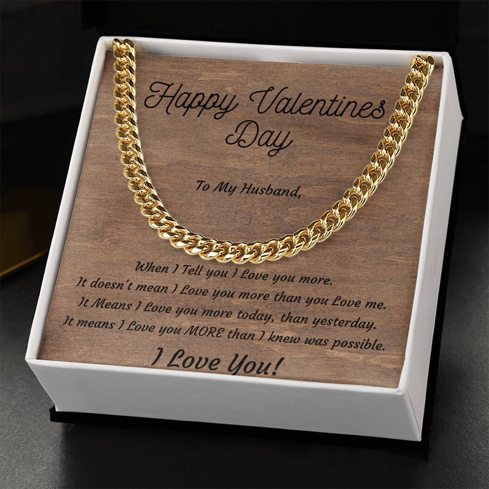 Valentines Day Cuban Link Necklace for Husband