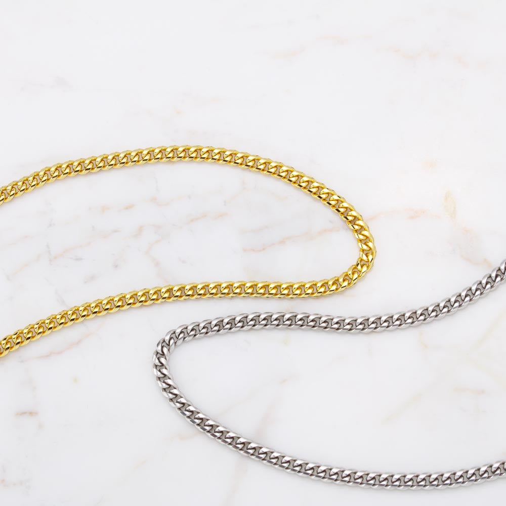Happy 1st Anniversary Cuban Link Chain Necklace | One Year Anniversary Gift | Stainless Steel or 18K Gold