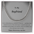To My Boyfriend Cuban Link Chain Necklace | "Locked In" Anniversary Gift | Stainless Steel or 18K Gold