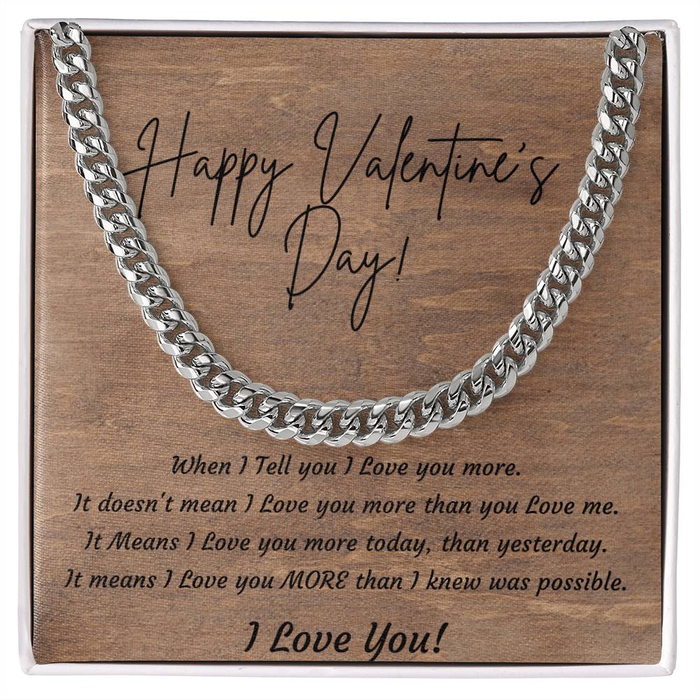 Valentines Day Cuban Link Necklace for Husband, Boyfriend