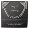 Happy 1st Anniversary Cuban Link Chain Necklace | One Year Anniversary Gift | Stainless Steel or 18K Gold