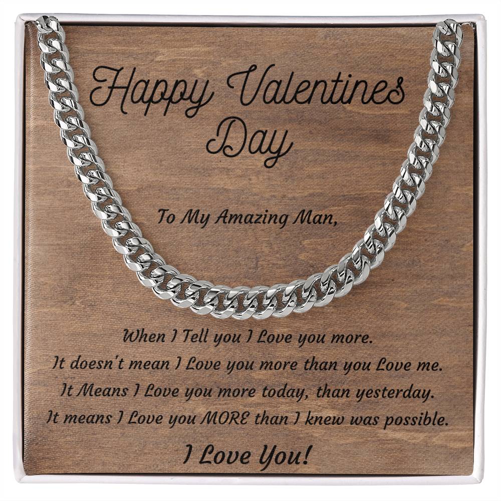 Valentines Day Cuban Link Necklace for Boyfriend, Husband