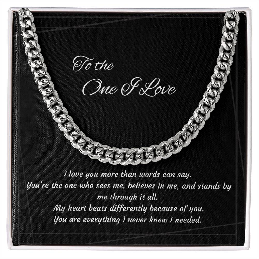 Anniversary Cuban Link Necklace for Him | The One I Love Gift