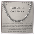 Two Souls, One Story Cuban Link Chain Necklace | Gender-Neutral Anniversary Gift | Stainless Steel or 18K Gold