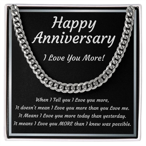 Anniversary Cuban Link Necklace | I Love You More – Gift for Him