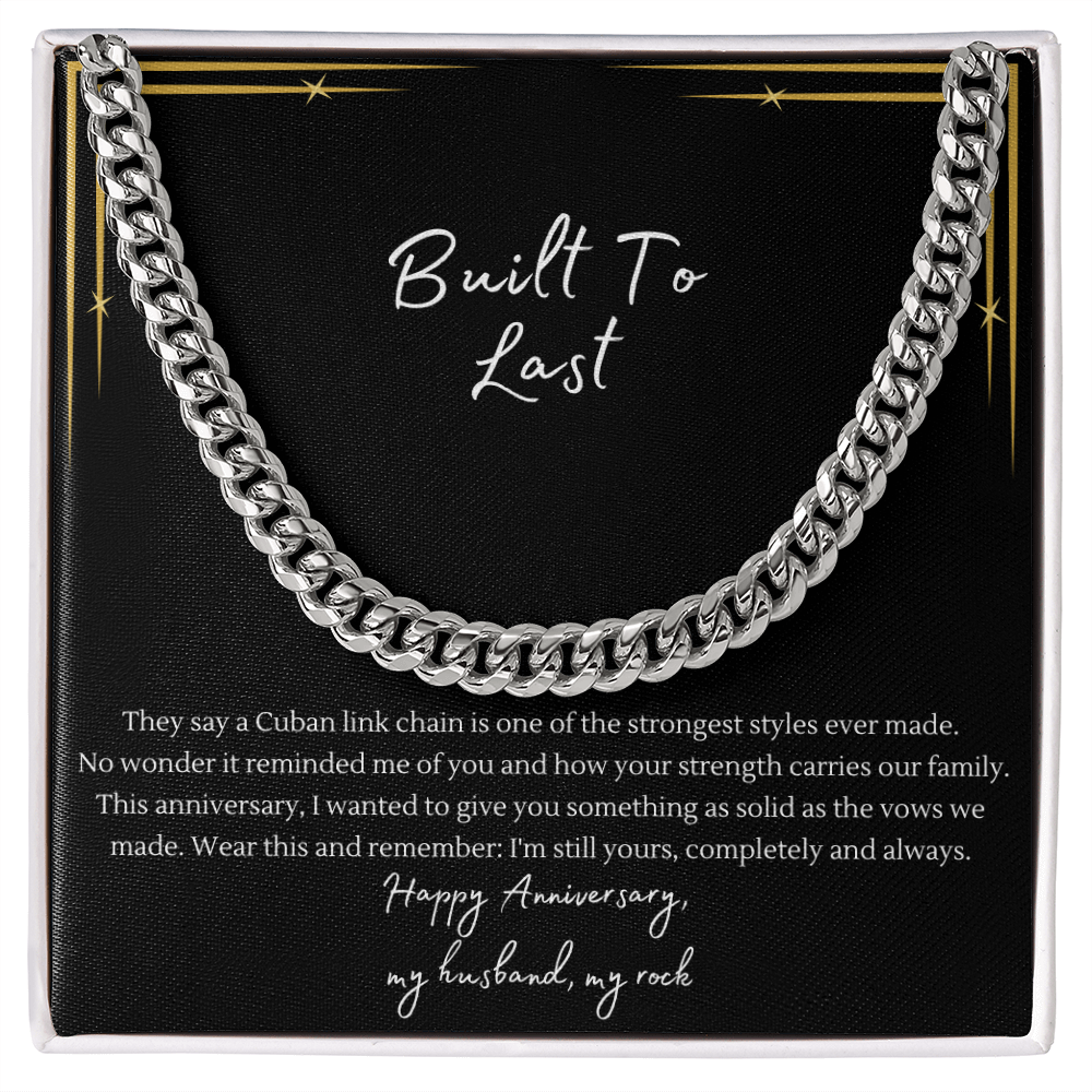 Built to Last Cuban Link Chain Necklace | Anniversary Gift for Husband | Stainless Steel or 18K Gold