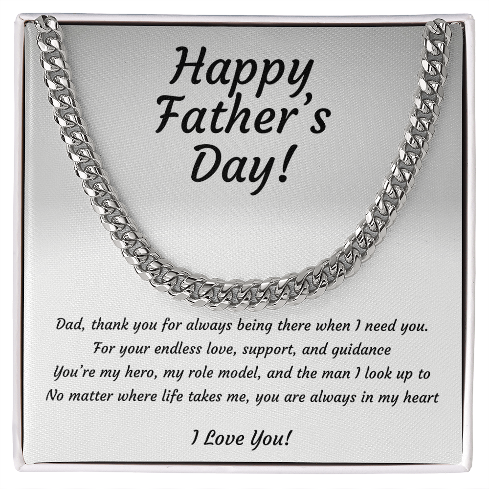 Cuban Link Chain Necklace for Dad | Hero & Role Model Father's Day Gift