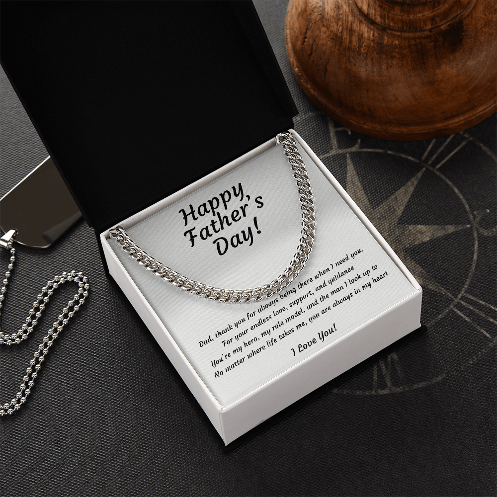 Cuban Link Chain Necklace for Dad | Hero & Role Model Father's Day Gift