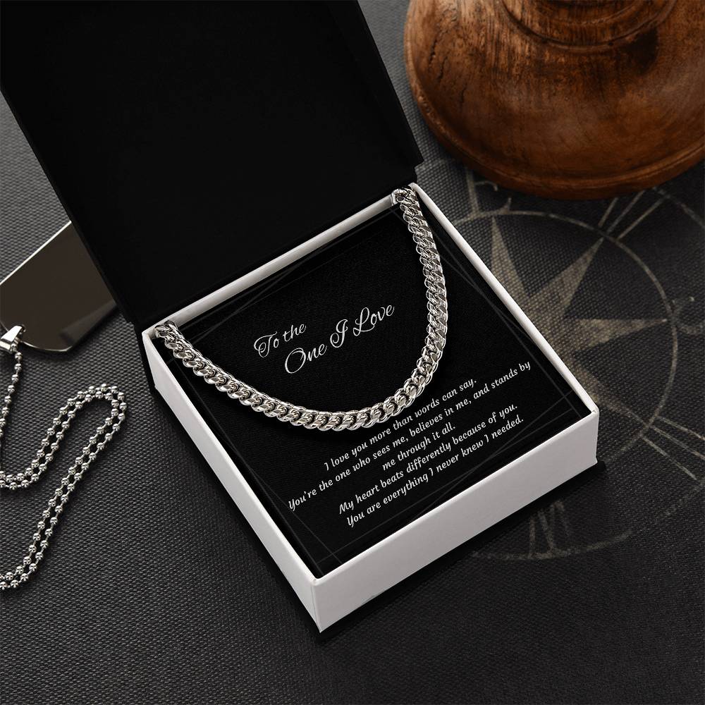 Anniversary Cuban Link Necklace for Him | The One I Love Gift