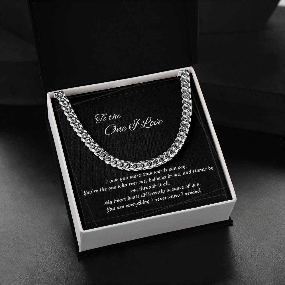 Anniversary Cuban Link Necklace for Him | The One I Love Gift