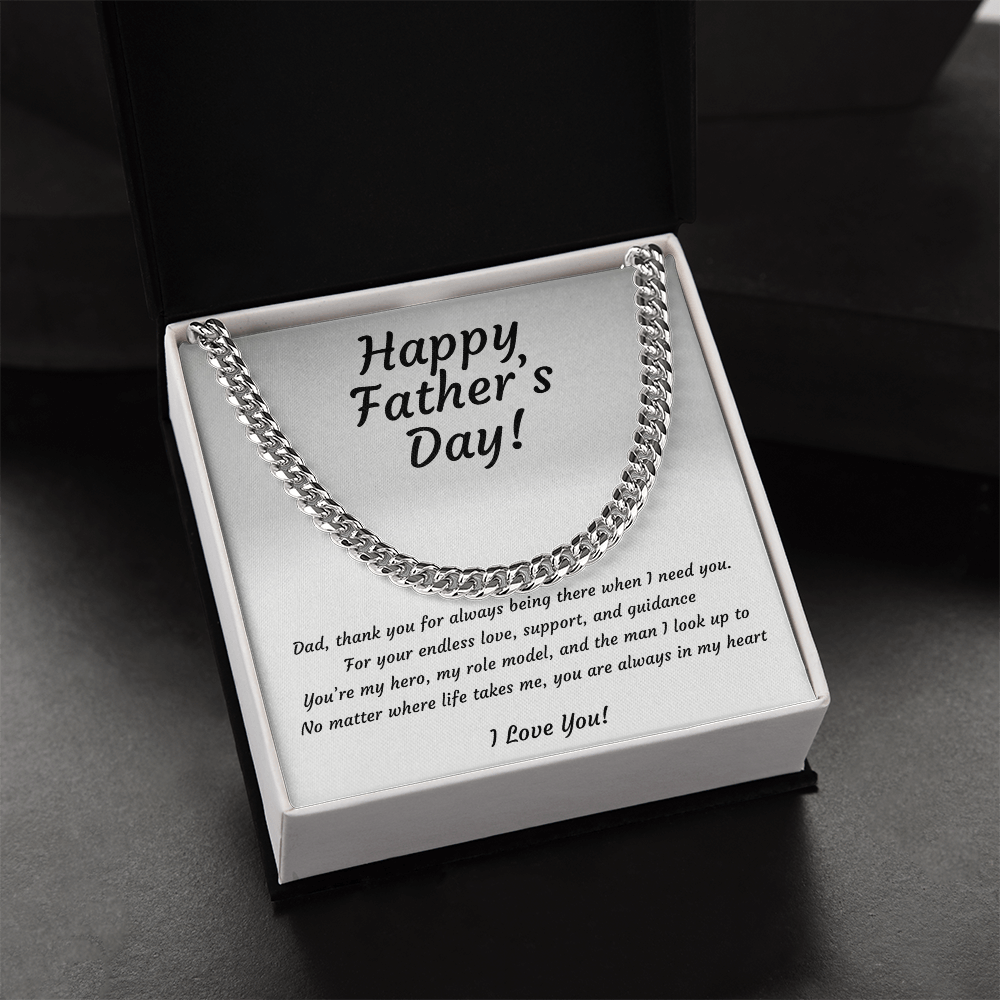 Cuban Link Chain Necklace for Dad | Hero & Role Model Father's Day Gift