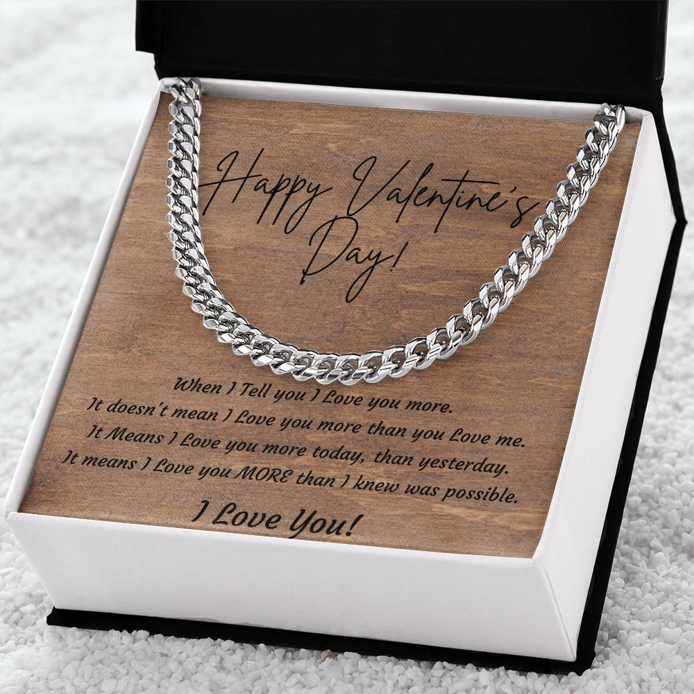 Valentines Day Cuban Link Necklace for Husband, Boyfriend