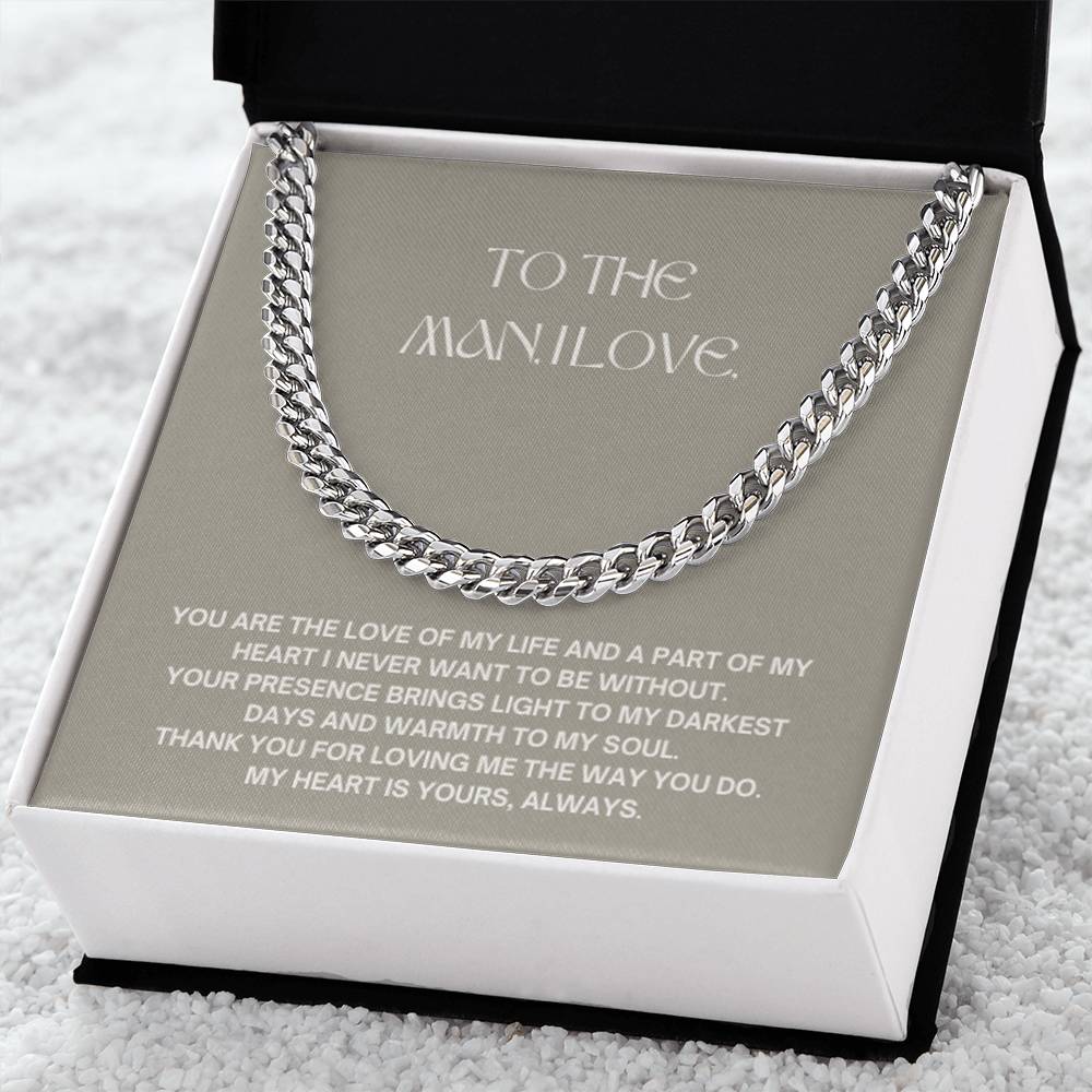 Anniversary Cuban Link Necklace for Him | The Man I Love Gift