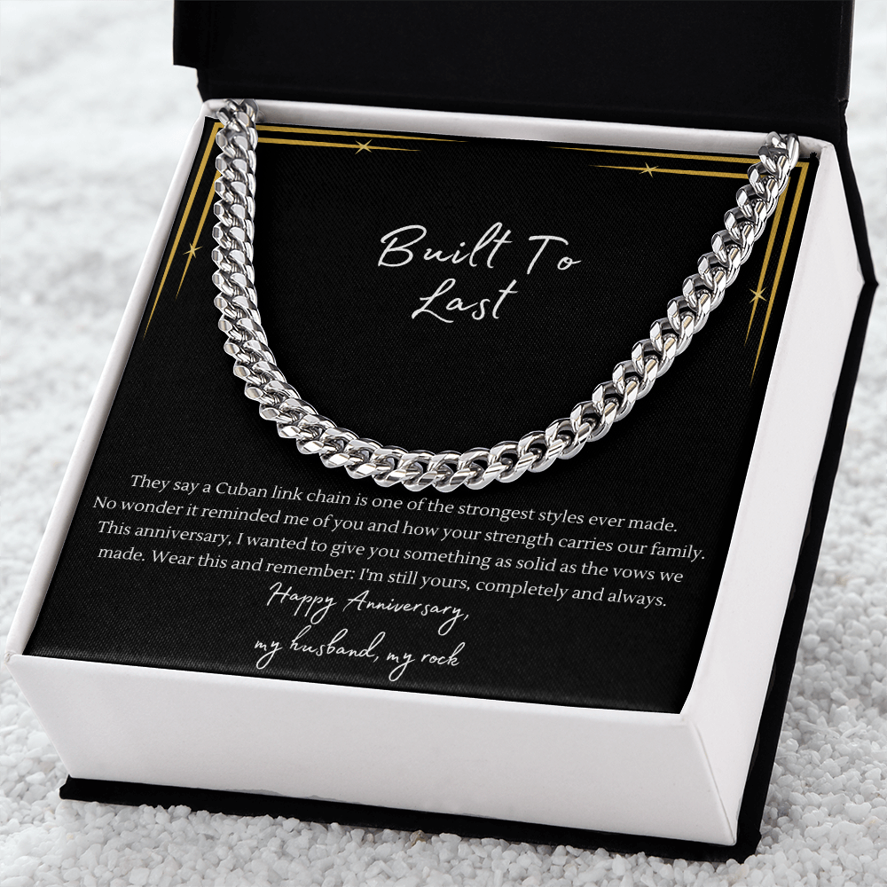 Built to Last Cuban Link Chain Necklace | Anniversary Gift for Husband | Stainless Steel or 18K Gold
