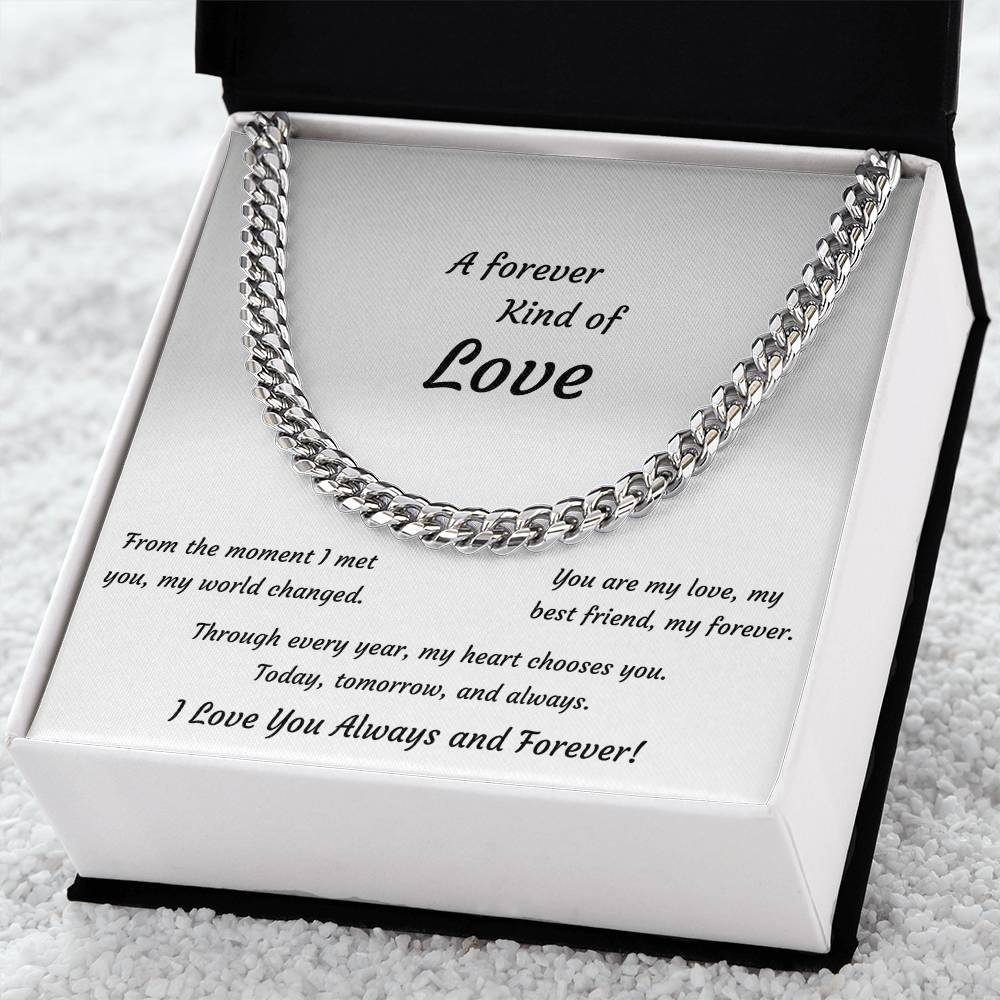 Anniversary Cuban Link Necklace for Him | Forever Love Gift