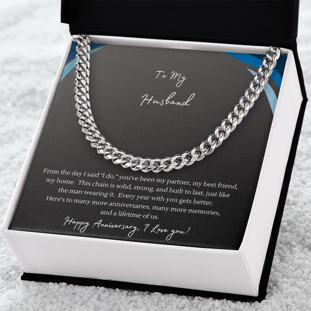 To My Husband Cuban Link Chain Necklace | "The Man I Married" Anniversary Gift | Stainless Steel or 18K Gold Finish