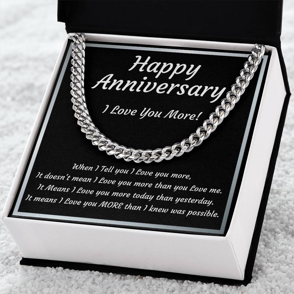 Anniversary Cuban Link Necklace | I Love You More – Gift for Him
