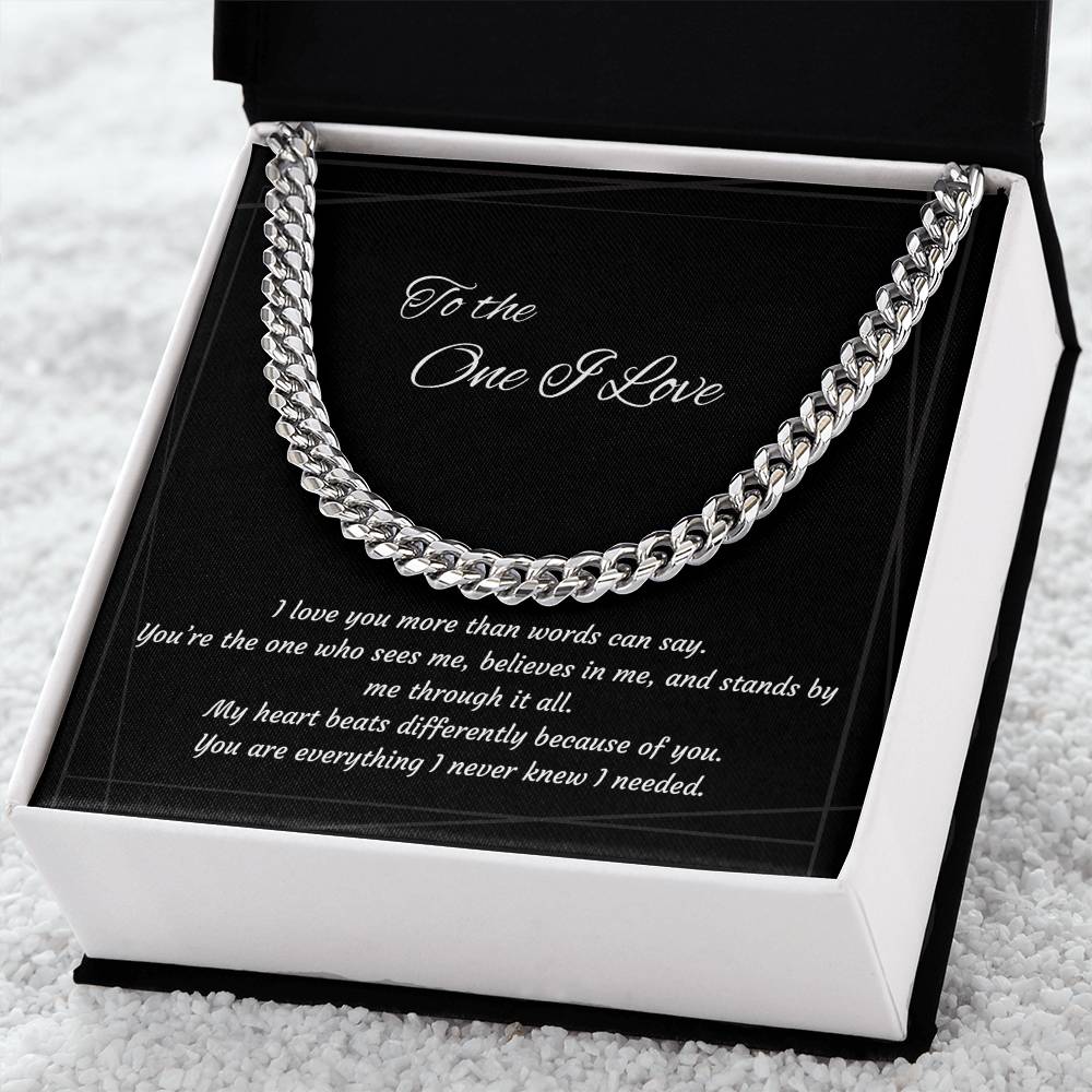 Anniversary Cuban Link Necklace for Him | The One I Love Gift