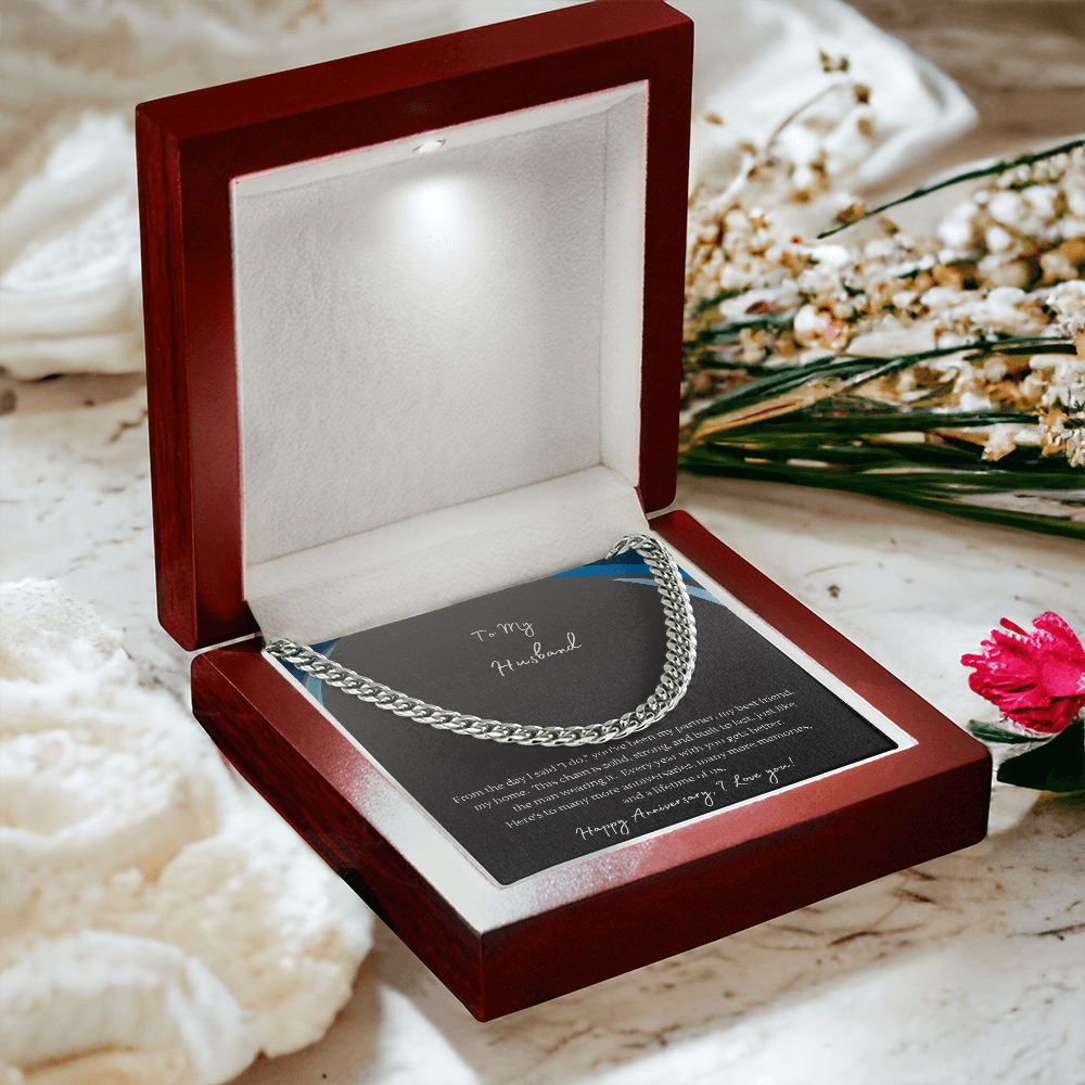 To My Husband Cuban Link Chain Necklace | "The Man I Married" Anniversary Gift | Stainless Steel or 18K Gold Finish