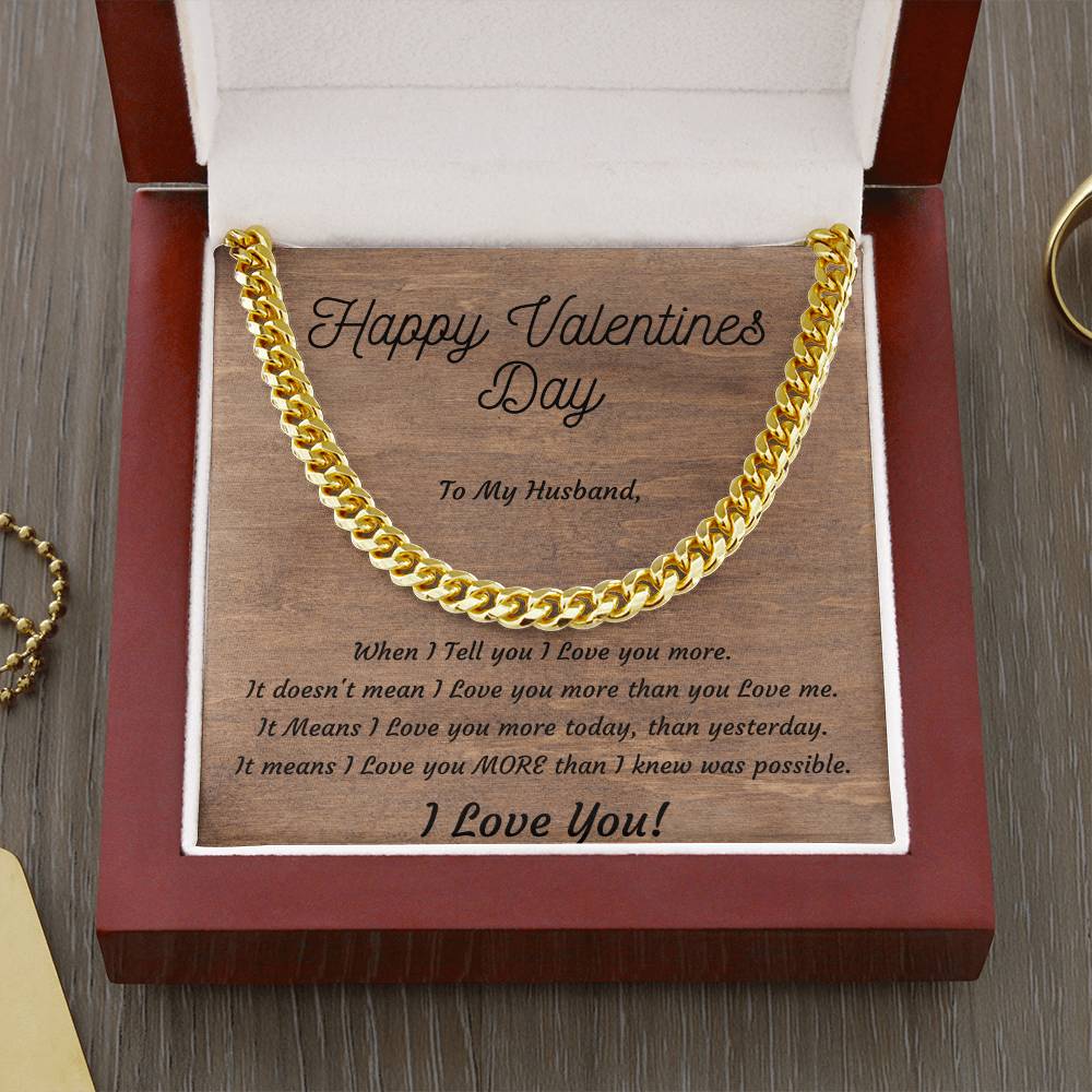Valentines Day Cuban Link Necklace for Husband