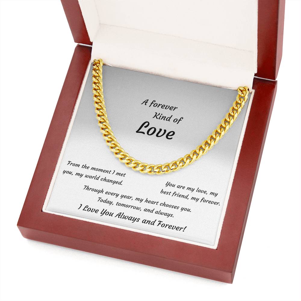 Anniversary Cuban Link Necklace for Him | Forever Love Gift