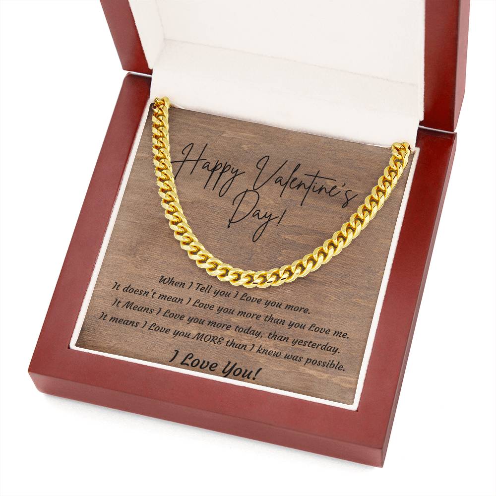 Valentines Day Cuban Link Necklace for Husband, Boyfriend