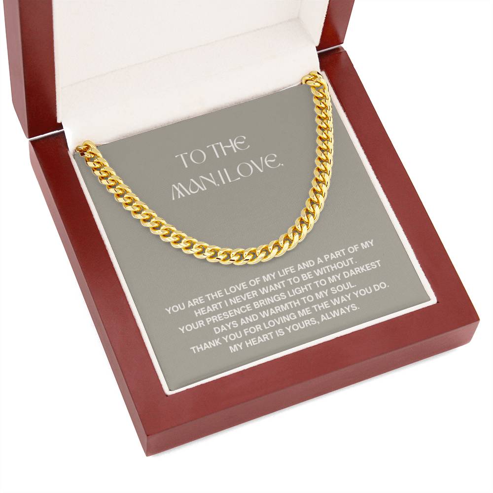 Anniversary Cuban Link Necklace for Him | The Man I Love Gift