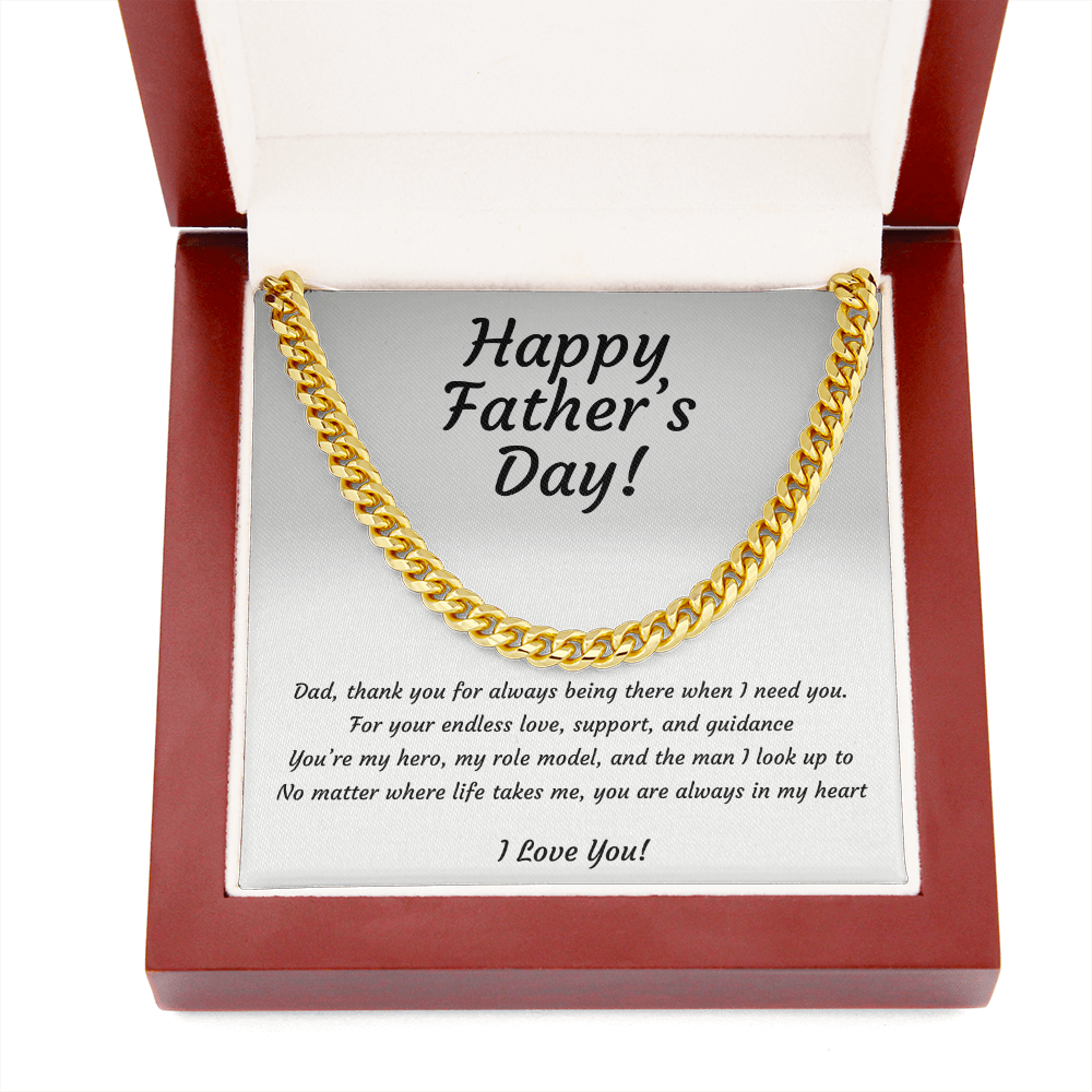 Cuban Link Chain Necklace for Dad | Hero & Role Model Father's Day Gift