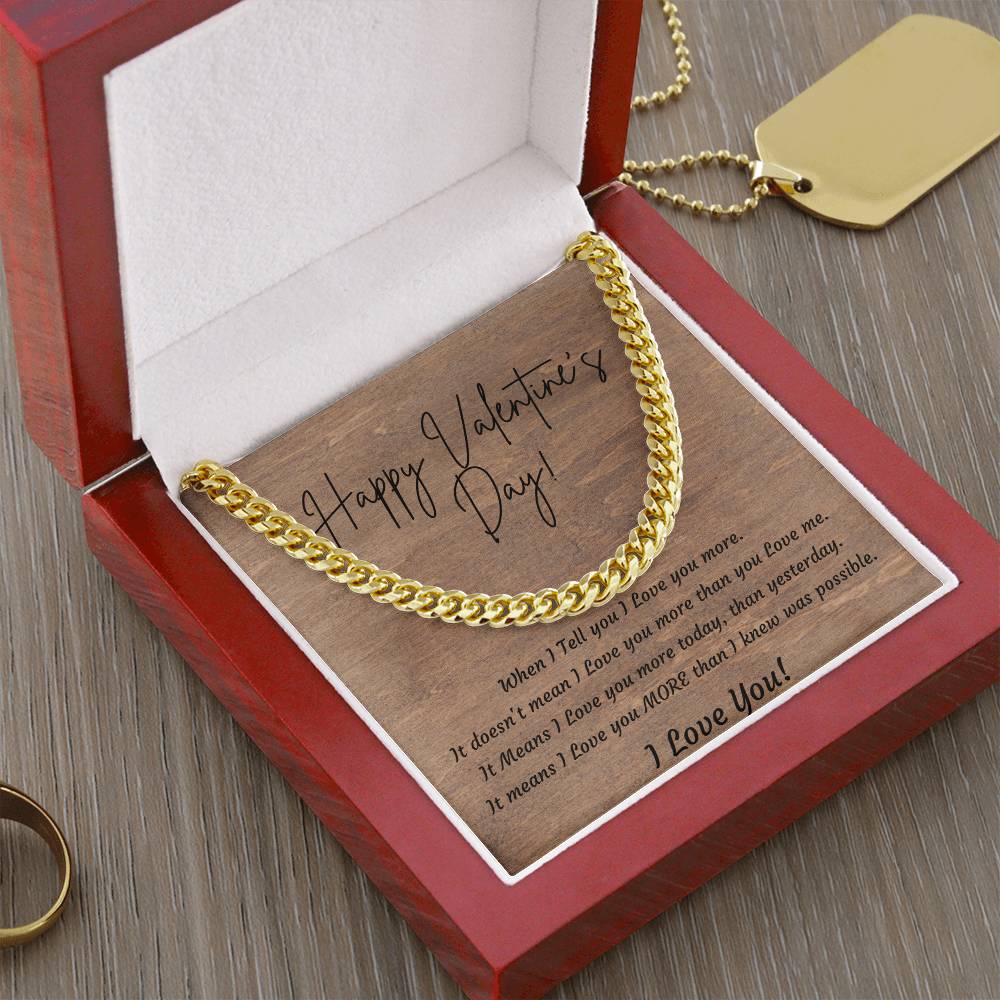 Valentines Day Cuban Link Necklace for Husband, Boyfriend