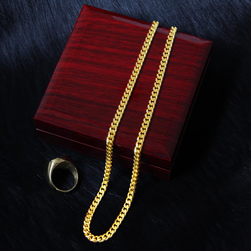 To My Boyfriend Cuban Link Chain Necklace — Birthday Gift for Him | Polished Stainless Steel or 18K Gold Plated | Adjustable 18"–22"