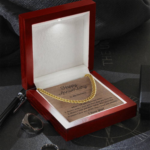 Anniversary Gift for Husband, Gifts for Him, Cuban Link Stainless Steel or 14k Yellow Gold Plated, from Wife
