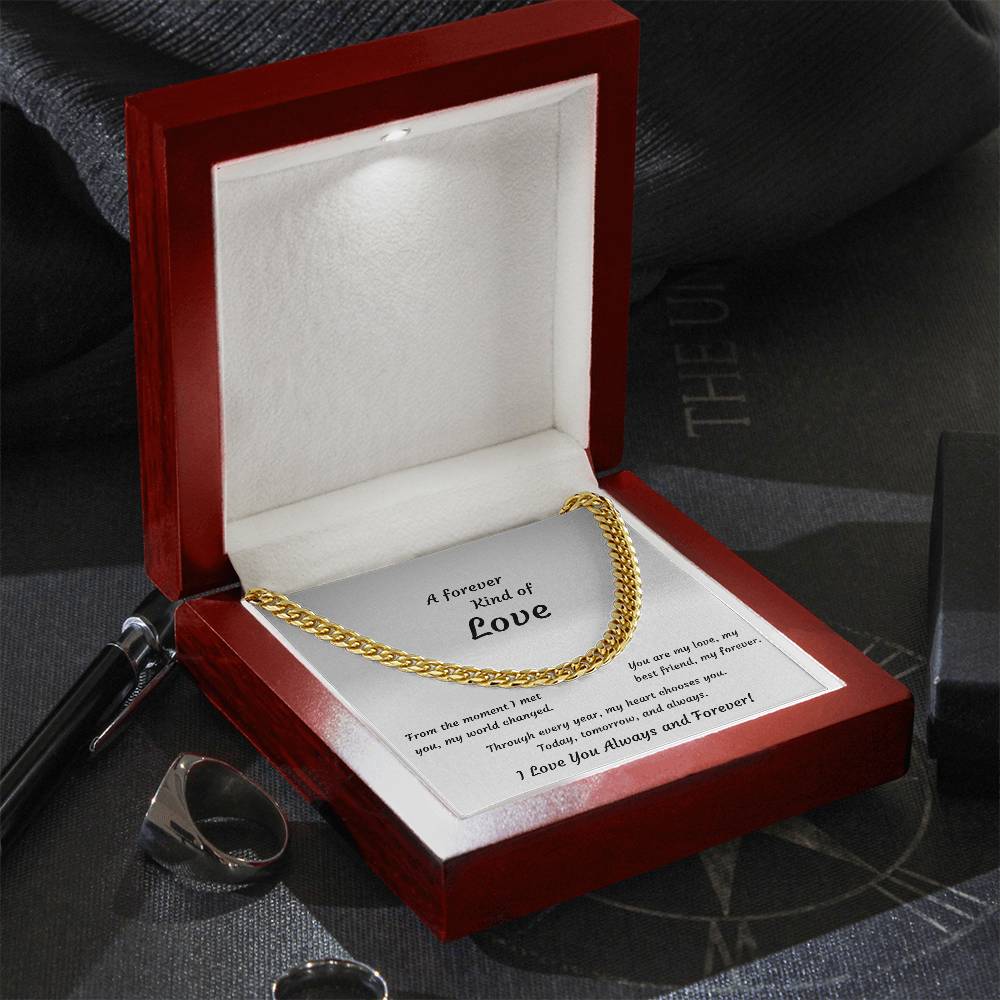 Anniversary Cuban Link Necklace for Him | Forever Love Gift