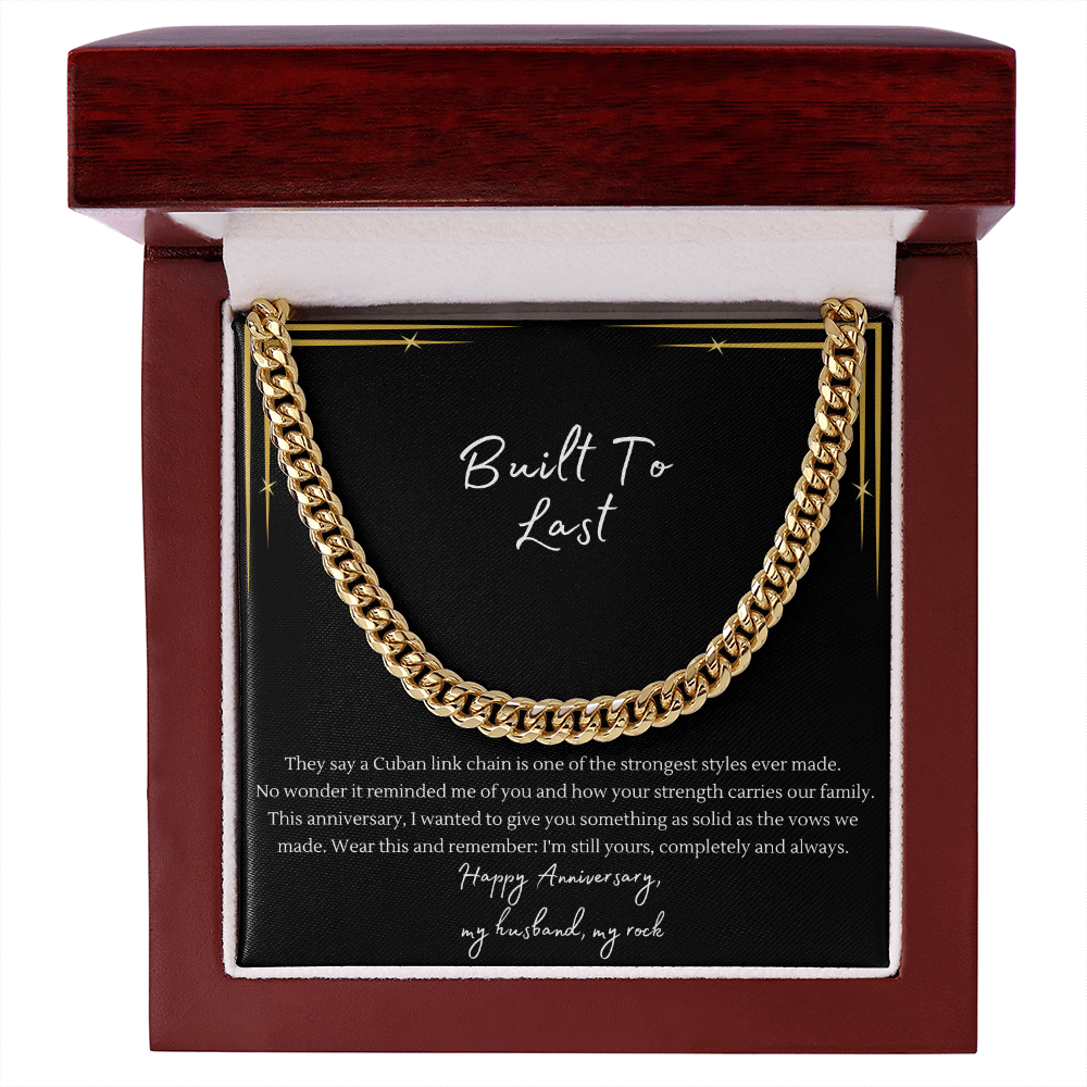 Built to Last Cuban Link Chain Necklace | Anniversary Gift for Husband | Stainless Steel or 18K Gold
