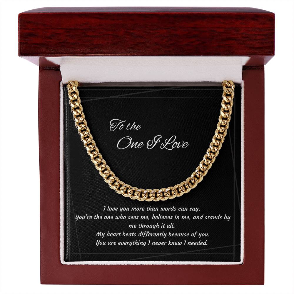 Anniversary Cuban Link Necklace for Him | The One I Love Gift