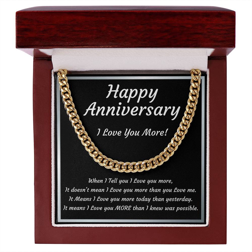 Anniversary Cuban Link Necklace | I Love You More – Gift for Him