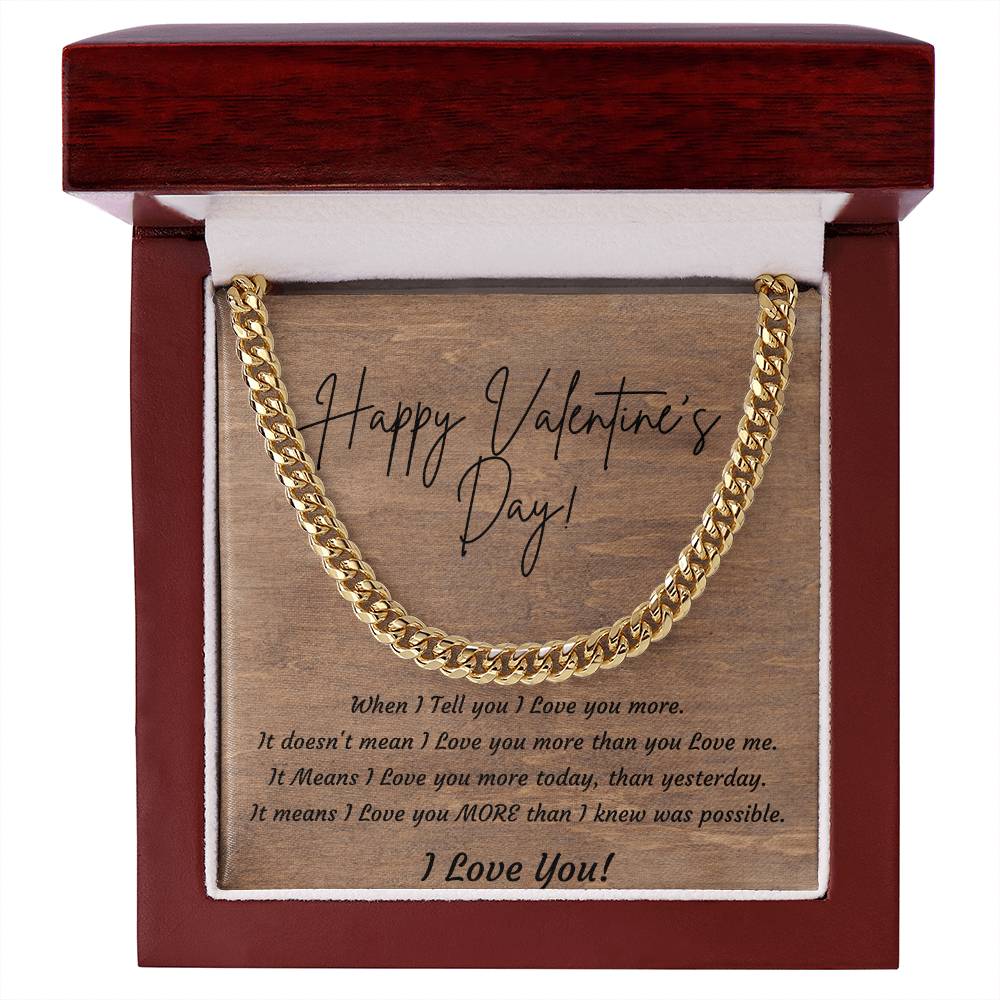 Valentines Day Cuban Link Necklace for Husband, Boyfriend