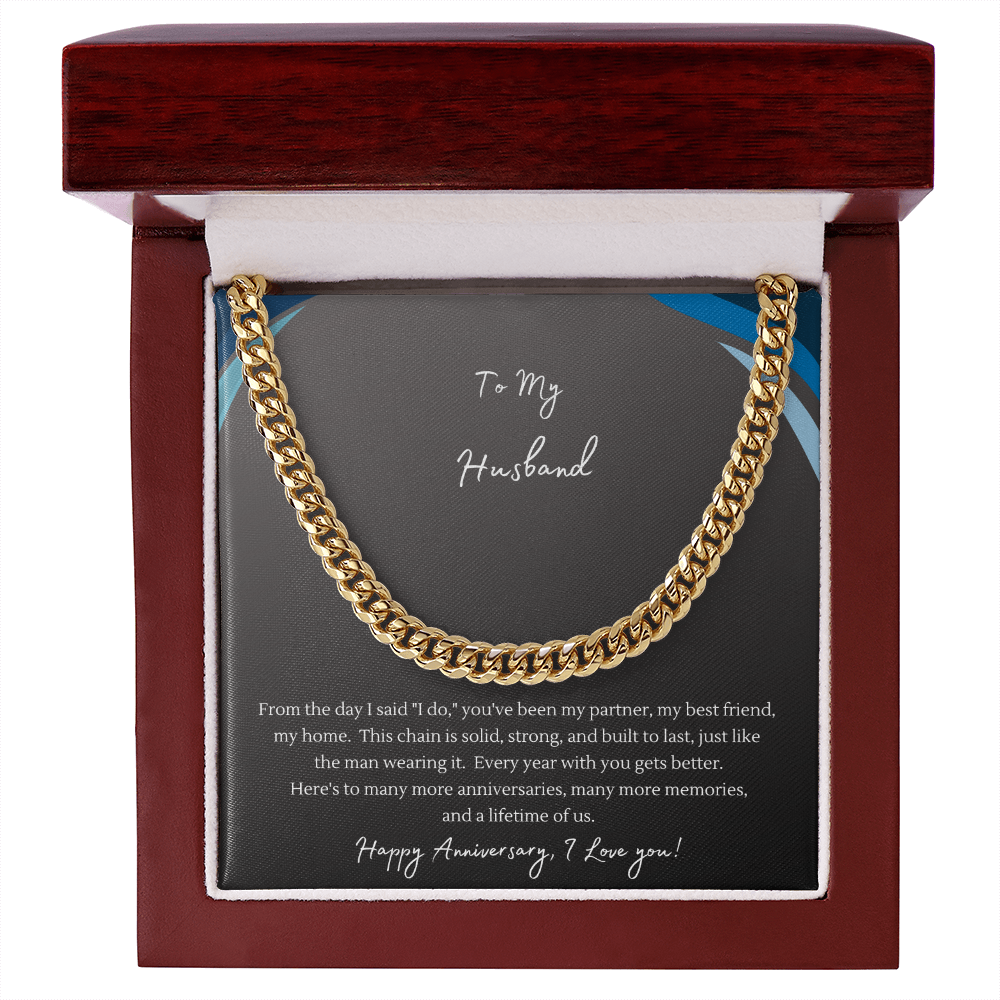 To My Husband Cuban Link Chain Necklace | "The Man I Married" Anniversary Gift | Stainless Steel or 18K Gold Finish