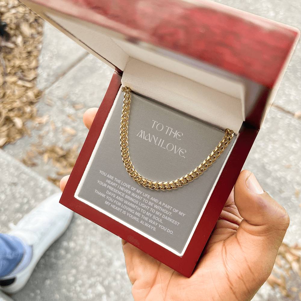 Anniversary Cuban Link Necklace for Him | The Man I Love Gift