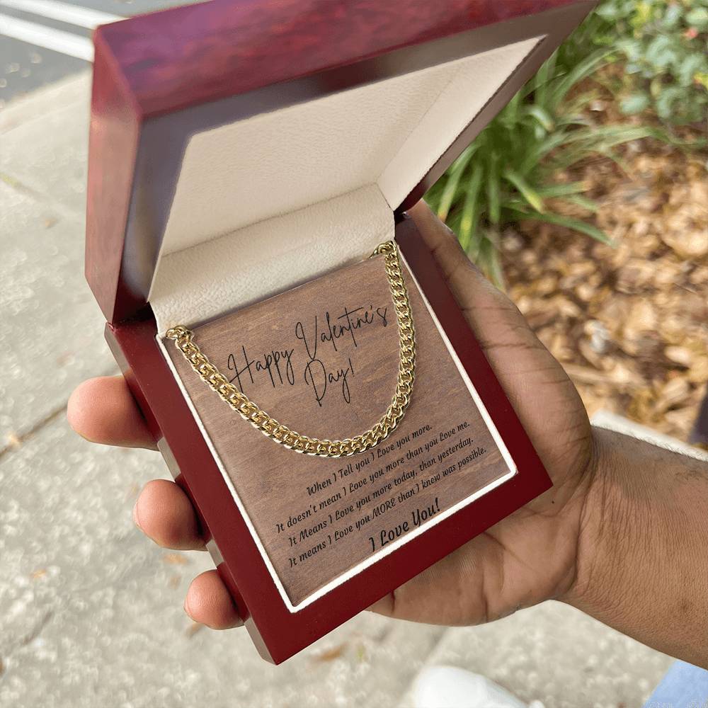 Valentines Day Cuban Link Necklace for Husband, Boyfriend