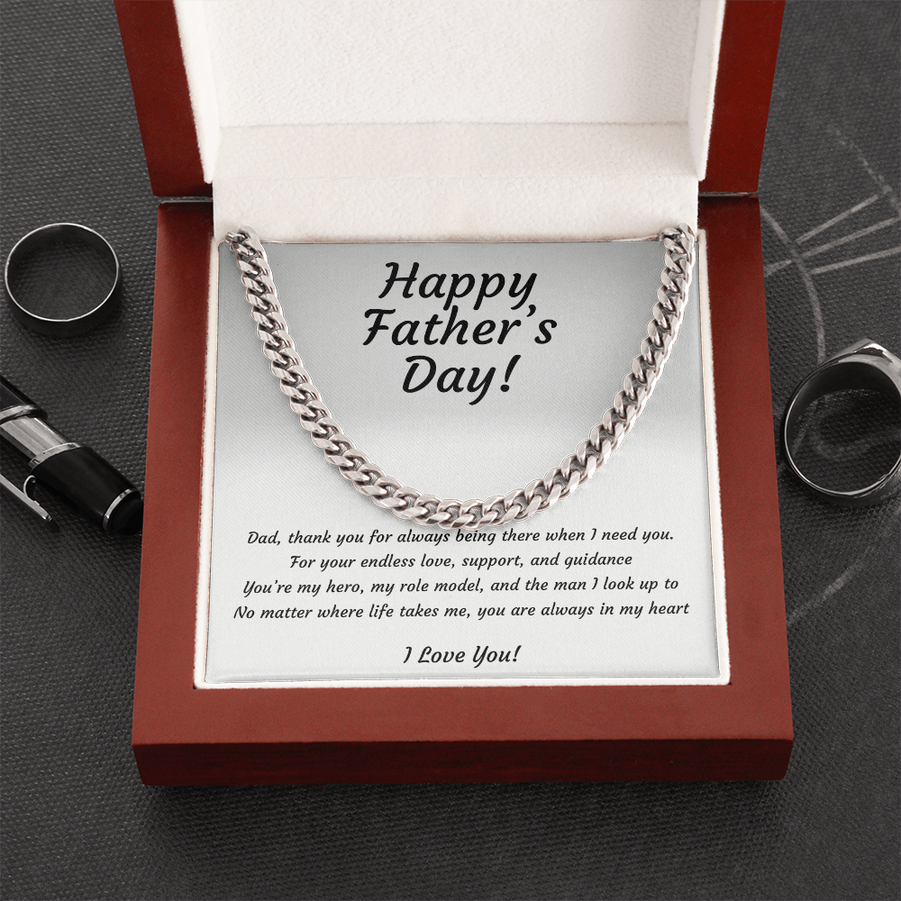 Cuban Link Chain Necklace for Dad | Hero & Role Model Father's Day Gift