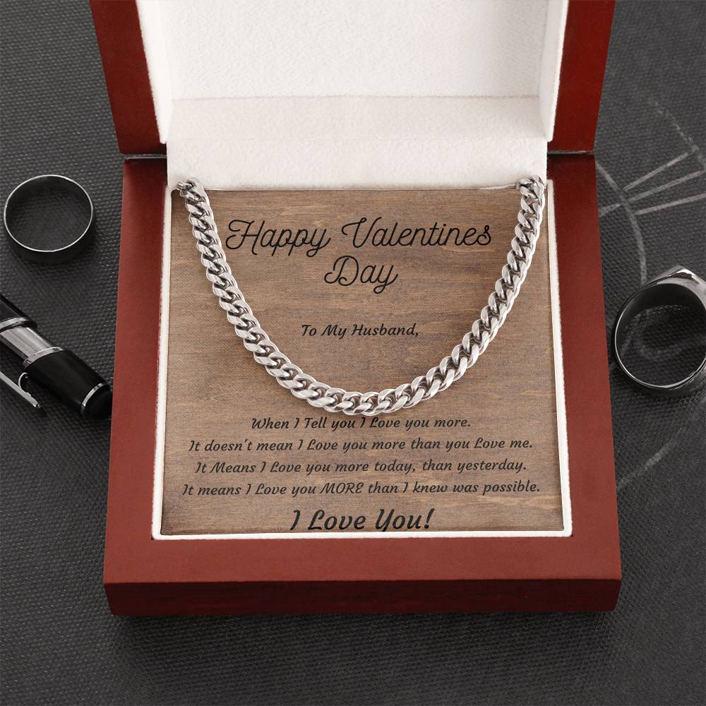 Valentines Day Cuban Link Necklace for Husband