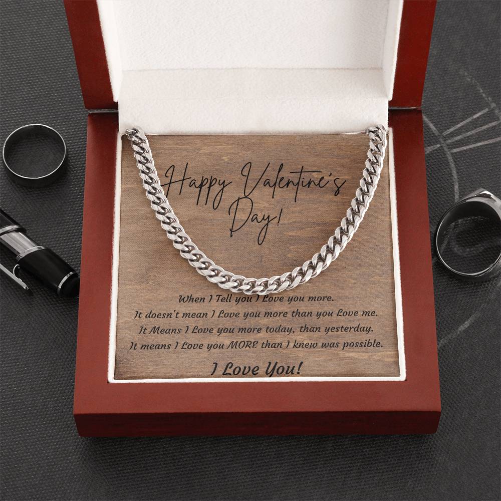 Valentines Day Cuban Link Necklace for Husband, Boyfriend