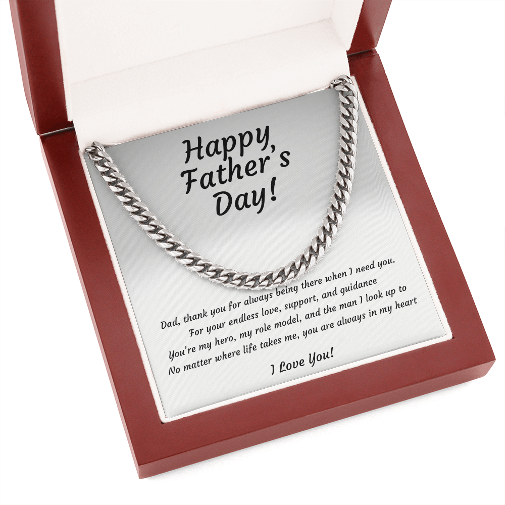 Cuban Link Chain Necklace for Dad | Hero & Role Model Father's Day Gift