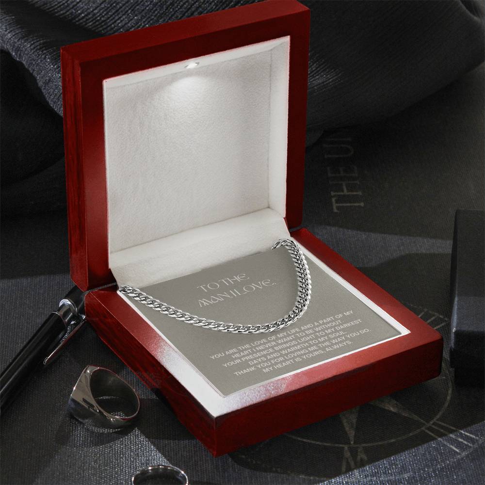 Anniversary Cuban Link Necklace for Him | The Man I Love Gift