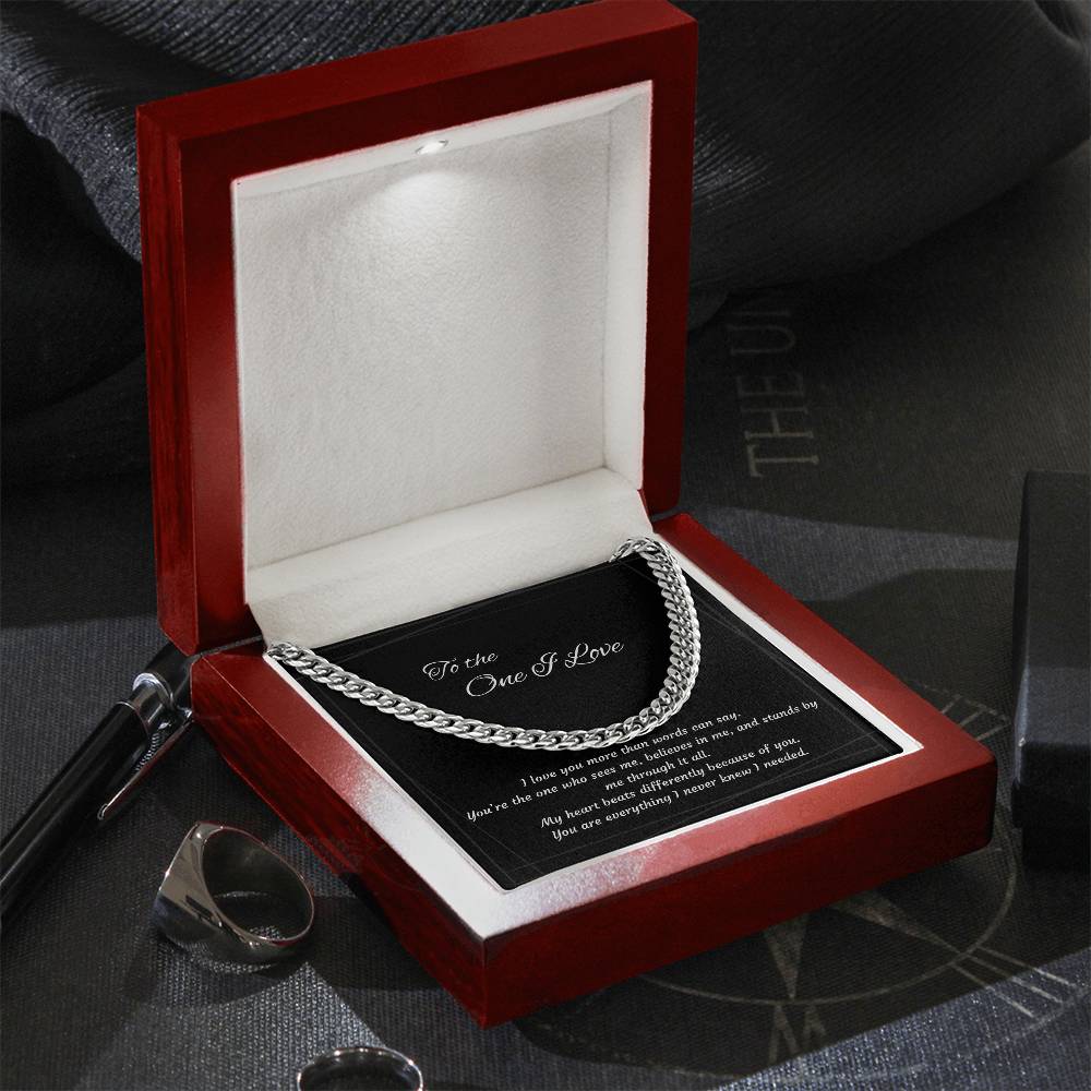 Anniversary Cuban Link Necklace for Him | The One I Love Gift