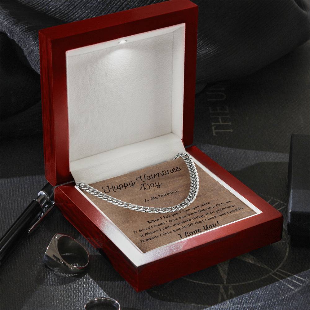 Valentines Day Cuban Link Necklace for Husband